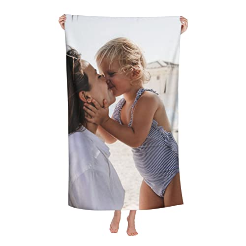 Naispanda Personalisiertes Badetuch mit Foto, Personalisiertes Strandtuch mit Foto und Text, Anpassbares Schnell Trocknendes Mikrofaser-Badetuch, Personalisiertes Handtuch - 130 * 80 cm von Naispanda