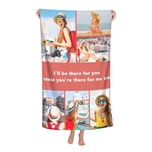 Naispanda Personalisiertes Badetuch mit Foto, Personalisiertes Strandtuch mit Foto und Text, Anpassbares Schnell Trocknendes Mikrofaser-Badetuch, Personalisiertes Handtuch - 130 * 80 cm von Naispanda