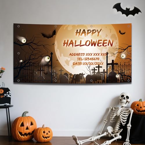 Personalisiertes Halloween Banner Personalisiertes Text Outdoordeko Innendeko Halloween Party Deko Hintergrund von Naispanda