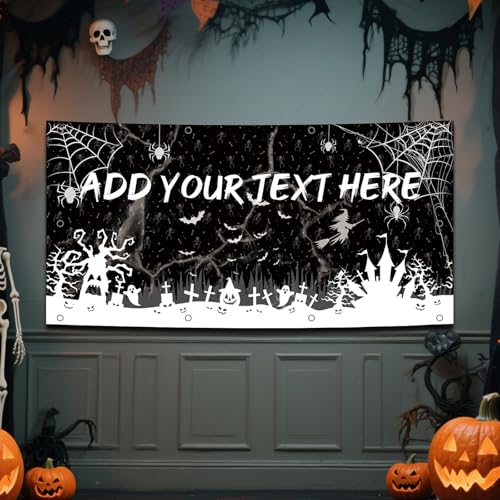 Personalisiertes Halloween Banner Personalisiertes Text Outdoordeko Innendeko Halloween Party Deko Hintergrund von Naispanda