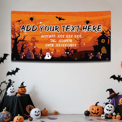 Personalisiertes Halloween Banner Personalisiertes Text Outdoordeko Innendeko Halloween Party Deko Hintergrund von Naispanda