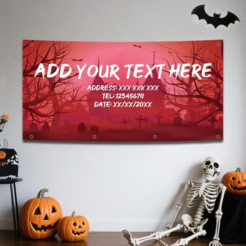 Personalisiertes Halloween Banner Personalisiertes Text Outdoordeko Innendeko Halloween Party Deko Hintergrund von Naispanda