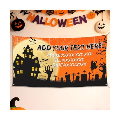 Personalisiertes Halloween Banner Personalisiertes Text Outdoordeko Innendeko Halloween Party Deko Hintergrund von Naispanda