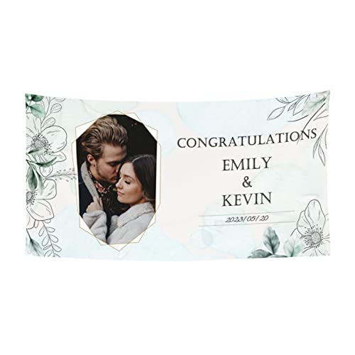 Personalisiertes Hochzeitstag Banner, Personalisiertes Foto Hochzeits Banner Poster, Benutzerdefinierter Jahrestags Banner Poster Hintergrund für Brautpaar - 180 x 90 cm (70 x 35 Zoll) von Naispanda