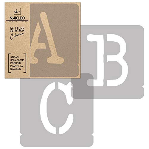 NAKLEO Alphabet Malschablonen Set 42 Stück, 5 cm Buchstaben & Zahlen Typewriter Capital Schriftart, Wiederverwendbare Kunststoff Stencil, DIY Handwerk Holz Möbel Wand Dekoration NAKLEO Alphabet Malschablonen Set 42 Stück, 5 cm Buchstaben & Zahlen Typewriter Capital Schriftart, Wiederverwendbare Kunststoff Stencil, DIY Handwerk Holz Möbel Wand Dekoration von Nakleo