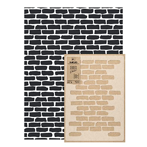 NAKLEO Wiederverwendbare Kunststoff-Schablonen - 59x95cm - Ziegelwand Wand Nachahmung - Große Wiederholend Nahtlose Allover Wand Tapete Muster Malen DIY Bastel Vorlagen von Nakleo