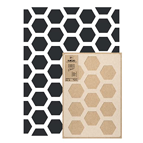 NAKLEO Wiederverwendbare Kunststoff-Schablonen - 59x95cm - Bienenwabe Hexagon Geometrisch - Große Wiederholend Nahtlose Allover Wand Tapete Muster Malen DIY Bastel Vorlagen von Nakleo