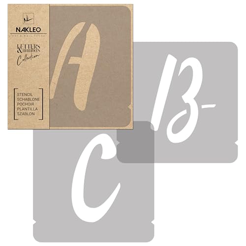NAKLEO Alphabet Malschablonen Set 42 Stück, 10 cm Buchstaben & Zahlen Handwriting Capital Schriftart, Wiederverwendbare Kunststoff Stencil, DIY Handwerk Holz Möbel Wand Dekoration NAKLEO Alphabet Malschablonen Set 42 Stück, 10 cm Buchstaben & Zahlen Handwriting Capital Schriftart, Wiederverwendbare Kunststoff Stencil, DIY Handwerk Holz Möbel Wand Dekoration von Nakleo