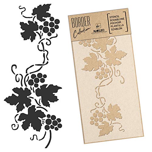 NAKLEO Border Malerschablonen - Large 45x95 cm - Grapevine Dekor Pflanze Muster - Plastic Wiederverwendbare Wandschablone - Handwerk DIY Ornament NAKLEO Border Malerschablonen - Large 45x95 cm - Grapevine Dekor Pflanze Muster - Plastic Wiederverwendbare Wandschablone - Handwerk DIY Ornament von Nakleo