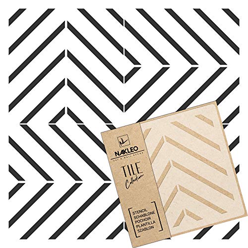 NAKLEO Fliesen Schablone zum Malen 15x15 cm, Carvide Geometrisches Labyrinth Linien Modern, Kunststoff Wiederverwendbare Bodenschablone DIY, Holz Möbel Wand Dekoration - Terrakotta von Nakleo