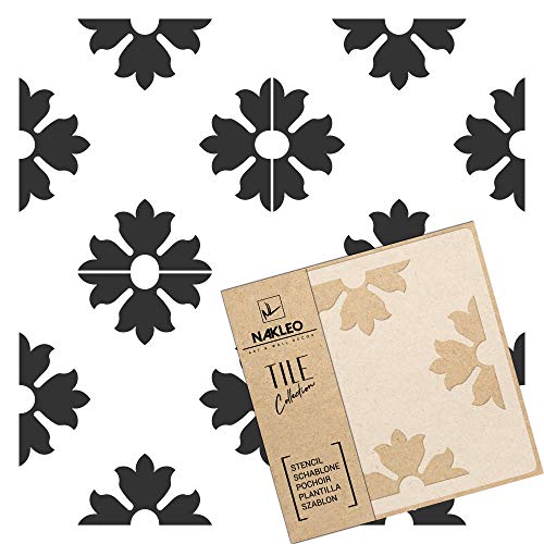 NAKLEO Fliesen Schablone zum Malen 10x10 cm, Turiz Spanische Maurische Blume Marokkanisch, Kunststoff Wiederverwendbare Bodenschablone DIY, Holz Möbel Wand Dekoration - Terrakotta NAKLEO Fliesen Schablone zum Malen 10x10 cm, Turiz Spanische Maurische Blume Marokkanisch, Kunststoff Wiederverwendbare Bodenschablone DIY, Holz Möbel Wand Dekoration - Terrakotta von Nakleo