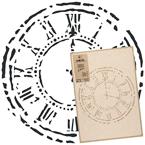 NAKLEO Große Malschablonen 43x64 cm, Zifferblatt Wanduhr Muster, Wiederverwendbare Kunststoff Wandschablone DIY Handwerk, Holz Möbel Boden Stoff von Nakleo