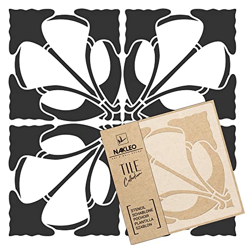 NAKLEO Fliesen Schablone zum Malen 10x10 cm, Art Nouveau Deco Blume Geometrisch, Kunststoff Wiederverwendbare Bodenschablone DIY, Holz Möbel Wand Dekoration NAKLEO Fliesen Schablone zum Malen 10x10 cm, Art Nouveau Deco Blume Geometrisch, Kunststoff Wiederverwendbare Bodenschablone DIY, Holz Möbel Wand Dekoration von Nakleo