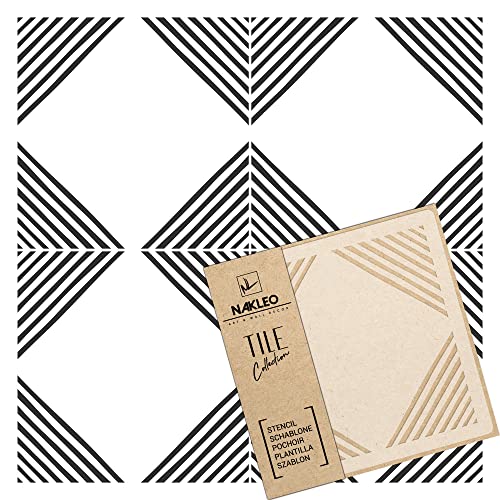 NAKLEO Fliesen Schablone zum Malen 15x15 cm, Maior Geometrisch Handgemaltes Quadrat Modern, Kunststoff Wiederverwendbare Bodenschablone DIY, Holz Möbel Wand Dekoration - Terrakotta von Nakleo