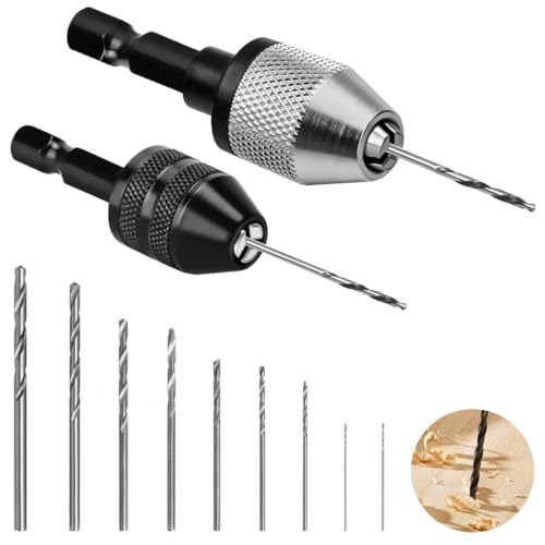 2 Stück Bohrfutter Aluminiumlegierung mit 10 Stück Spiralbohrer Bits(0.8-3.0mm), Handbohrer Mini Bohrmaschine Pin Vise, Schnellspannbohrfutter für Holz, Kunststoff, Schmuck, Modellbau, DIY-Bohrungen von Nakutita