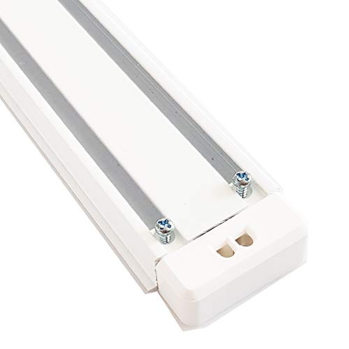 Nalbur Aluminium Gardinenschiene Schiebevorhang Flächenvorhang Set 2 3 läufig weiß Deckenmontage 1 teilig (2 läufig, 240cm) von Nalbur