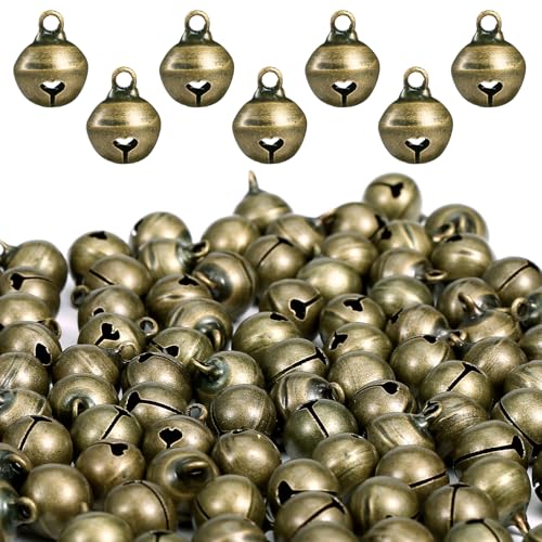 Naler 120 Stück Glöckchen zum Basteln Vintage Glöckchen Bronze Schellen Glocken für Schmuck Basteln Geschenkverpackung Weihnacht Fest Dekoration, 12 mm von Naler