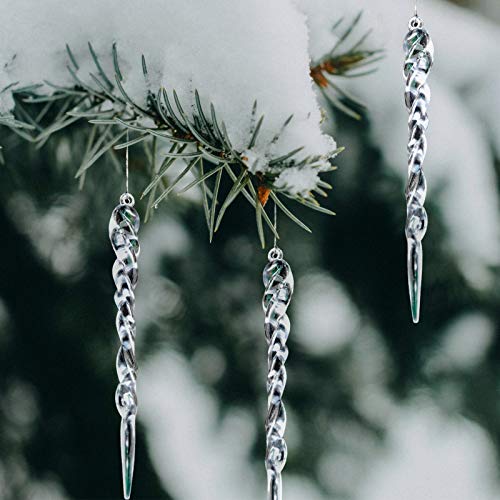 Naler 24-teilig Eiszapfen Weihnachtsdeko Christbaumschmuck aus Acryl für Weihnachten Winter Dekoration von Naler