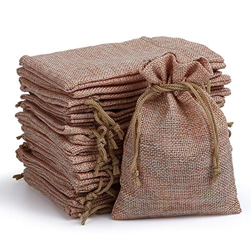 Naler 24 x Jutesäckchen Lachs Jute Beutel für Adventskalender Stoffbeutel Natur Säckchen Geschenksäckchen - 10 x 14 cm von Naler