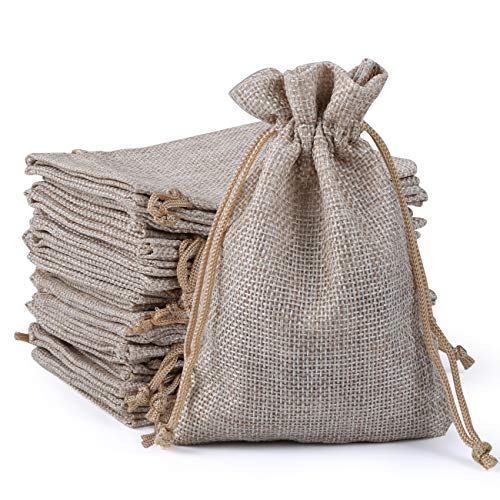 Naler 24 x Jutesäckchen Naturfarben Jute Beutel für Adventskalender Stoffbeutel Natur Säckchen Geschenksäckchen - 10 x 14 cm von Naler