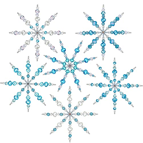 Naler 6 x Perlensterne Bastelset Schneeflocken Weihnachtsdeko zum Selber Basteln mit ca. 400 Stück Perlen für Weihnachten Weihnachtsschmuck von Naler
