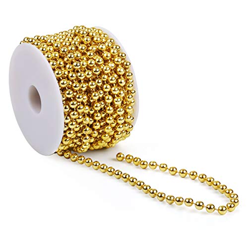 Naler Perlenkette Christbaumkette Gold Perlenband Weihnachtsbaum Perlengirlande Weihnachten Advent Hochzeit Party Deko - Ø 6mm x 10M von Naler