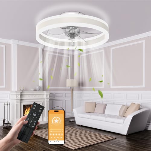 Nalezuns Deckenleuchte mit Ventilator, Deckenventilator mit Beleuchtung,3 Farbtemperatur, 6 Geschwindigkeiten Deckenventilator mit Lampe,Fernbedienung Leise Dimmbar Ventilator Deckenlampe,40cm von Nalezuns