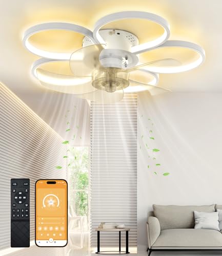 Nalezuns Deckenleuchte mit Ventilator, LED Deckenventilator mit Beleuchtung, Modern LED Dimmbar Deckenleuchte mit Ventilator und Fernbedienung Leise für Wohnzimmer Schlafzimmer Esszimmer von Nalezuns