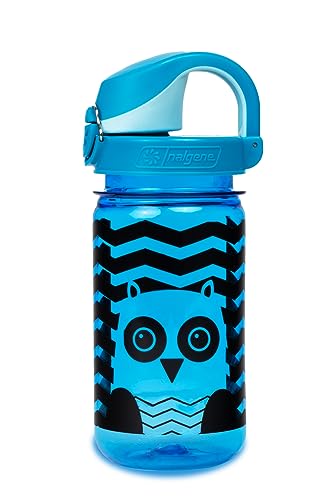 Nalgene Sustain Tritan Wasserflasche für Kinder, BPA-frei, mit Material aus 50% Kunststoffabfällen, auslaufsicher, langlebig, BPA-frei, karabinerfreundlich, wiederverwendbar, 340 ml, blaue Eule von Nalgene