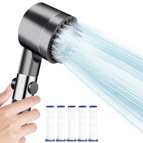 Duschkopf Wassersparend mit Filter, Duschbrause Shower Head Brausekopf Dusche, Hochdruck Regendusche Duschkopf, Massage Handbrause Dusche mit 3+1 Strahlarten, Stoppfunktion von Nalikosty