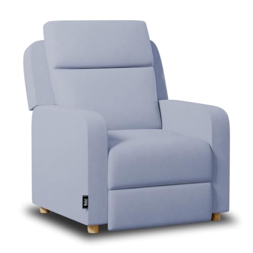 Nalui – Sessel Wohnzimmer, Fernsehsessel (77 x 87 x 98 cm) mit Verstellbarer Beinablage, Manueller Drucköffnung und Verstärkter Struktur. Relaxsessel mit Liegefunktion 160° | Hellblau von Nalui
