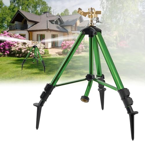 Nalupatio Stativ-Sprinkler für Hof, Schlagregner auf Stativbasis, robuste Messingregner, 360 Grad große Flächenbewässerung, 3/4-Zoll-Anschluss-Sprinkler mit Beinen, Klappschlösser für Rasen/Hof, 1 von Nalupatio