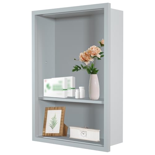 30,5 x 45,7 cm Medikamentenschrank, 2-stöckige Wandnische, Wand-Medizinschrank für Badezimmer, Schlafzimmer, Wohnzimmer, Küche, Grau, Massivholz 30,5 x 45,7 cm Medikamentenschrank, 2-stöckige Wandnische, Wand-Medizinschrank für Badezimmer, Schlafzimmer, Wohnzimmer, Küche, Grau, Massivholz von Nalwort