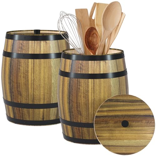Küchenutensilien-Organizer aus Holz, 21,1 cm H x 17,5 cm B, Vintage-Utensilienhalter mit Deckel, Spatel, Kochutensilienhalter für Küche, Arbeitsplatte, Bauernhaus, Party-Dekoration, 2 Stück Küchenutensilien-Organizer aus Holz, 21,1 cm H x 17,5 cm B, Vintage-Utensilienhalter mit Deckel, Spatel, Kochutensilienhalter für Küche, Arbeitsplatte, Bauernhaus, Party-Dekoration, 2 Stück von Nalwort
