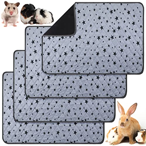 4 Stück Meerschweinchen Käfig Einlagen Fleece Meerschweinchen Einstreu Saugfähig Meerschweinchen PIPI Pads Wiederverwendbar rutschfeste Meerschweinchen Matte mit Stern Muster (60 x 90 cm) von Namalu