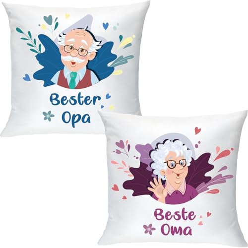 Namalu 2 Stück Beste Oma und Bester Opa Geschenke Kissenbezüge 45 x 45 cm Zierkissenbezüge Geburtstagsgeschenk für Oma und Opa Geschenke von Enkelin Enkel für Großeltern Muttertag Vatertag von Namalu