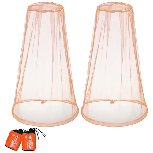 Namalu 2 Stück Mückennetz Kopfnetz Moskito Kopfnetz mit Tragetasche Fliegennetz für Gesicht für Outdoor Wandern Camping Imkerei Fliegen Midges Insekten(Khaki) von Namalu