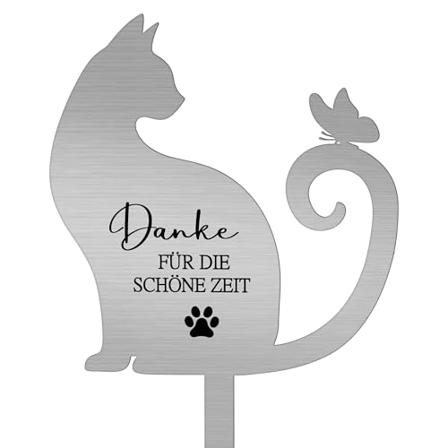Namalu Metal Gedenktafel Katze Grabplatte mit Gravur Andenken an Verstorbene Katze Gartendeko Grabstecker mit Spruch Grabschmuck zum Andenken Wetterfester Tiergrab Deko Geschenk für Katzenbesitzer von Namalu