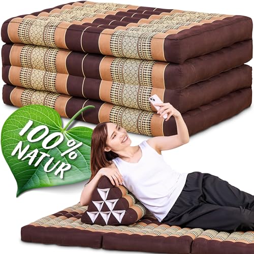 Namasdee Klappmatratze 200x80x8cm mit 100% natürlicher Kapokfüllung (Braun) von Namasdee