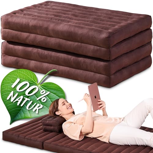 Namasdee Klappmatratze 200x80x8cm mit 100% natürlicher Kapokfüllung (Braun Uni) von Namasdee