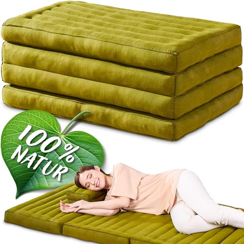 Namasdee Klappmatratze 200x80x8cm mit 100% natürlicher Kapokfüllung (Grün Uni) von Namasdee
