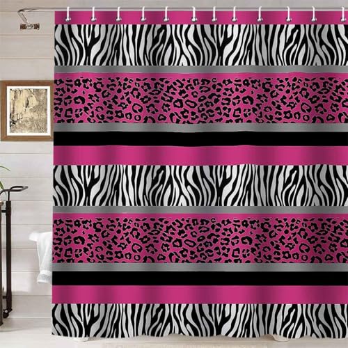 Namdeva Duschvorhang mit Leopardenmuster, Patchwork, schwarz-weiß, Zebra, afrikanische Safari, Wildtiere, Wildtiere, Gepardendruck, modernes Badezimmer-Dekor, wasserdichter Stoff, 183 x 183 cm, Hot Namdeva Duschvorhang mit Leopardenmuster, Patchwork, schwarz-weiß, Zebra, afrikanische Safari, Wildtiere, Wildtiere, Gepardendruck, modernes Badezimmer-Dekor, wasserdichter Stoff, 183 x 183 cm, Hot von Namdeva