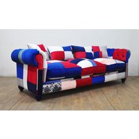 Chesterfield Patchwork Sofa - Blau & Weiß von NameDesignStudio