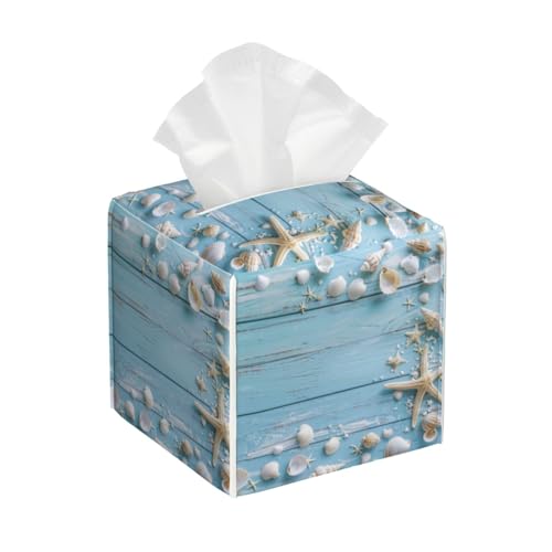 Quadratische Taschentuchboxen, 13,2 x 13,2 x 13,2 cm, Ozean, Seepferdchen, Dekoration für Zuhause/Auto/Büro von Nameapo