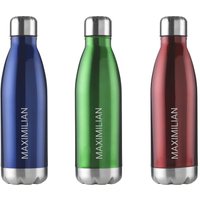 Edelstahl Trinkflasche Mit Namen Graviert - 500Ml Isolierte Thermosflasche Individuell Beschriftet | Schwarz/Silber Weiß von Namenbar