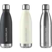 Edelstahl Trinkflasche Mit Namen Graviert - 500Ml Isolierte Thermosflasche Individuell Beschriftet | Schwarz/Silber Weiß Edelstahl Trinkflasche Mit Namen Graviert - 500Ml Isolierte Thermosflasche Individuell Beschriftet | Schwarz/Silber Weiß von Namenbar