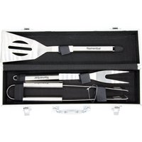 Grill Bbq Set Mit Namen Graviert - 3 Teilig Aufbewahrungskoffer von Namenbar