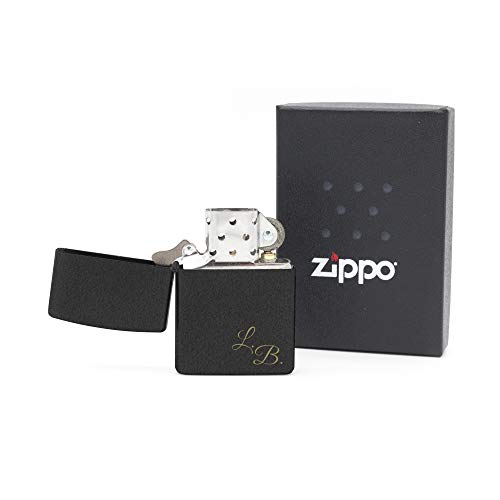 Namenbar Feuerzeug mit Gravur - Zippo Black Crackle - Benzinfeuerzeug mit individueller Wunschgravur - persönliche Geschenkidee von Namenbar