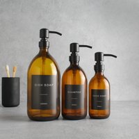 Braunglasflasche - Nachfüllbare Flasche Mit Mattschwarzem Pumpspender & Etikett | Für Shampoo, Handseife, Handcreme, Duschgel Wiederverwendung von NamieHome
