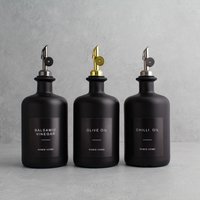 Mattschwarze Glasölflasche 500Ml Beschriftet - Runder Leerer Nachfüllbarer Spender Ausgießer Für Die Aufbewahrung in Der Küche von NamieHome